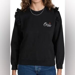 Clare V Black Ruffle Sweatshirt